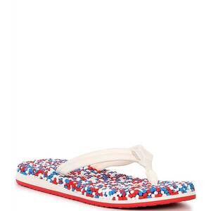 NEW SANUK women's bubblecush flip flops in red white blue